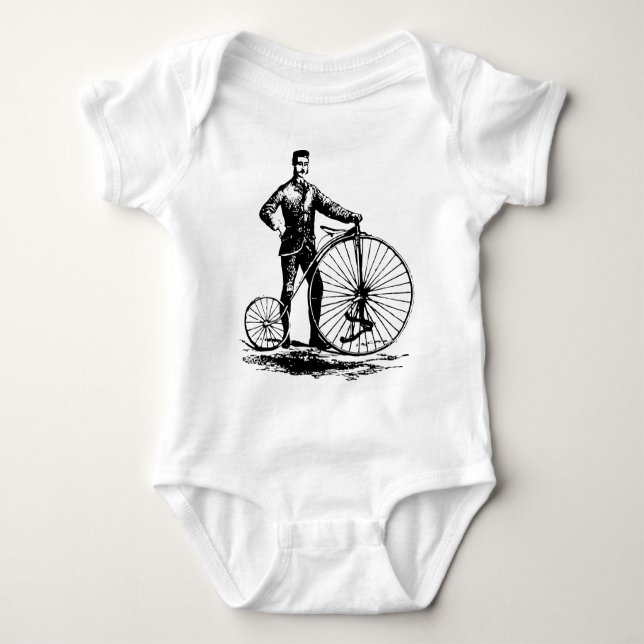 Body Para Bebé Hombre con Penny Farthing - Negro (Anverso)