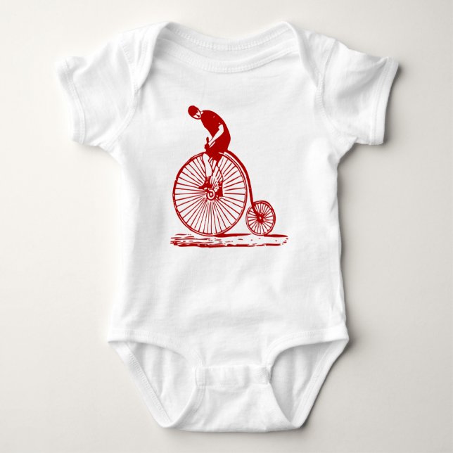 Body Para Bebé Hombre con un penny Farthing - Rojo Ruby (Anverso)