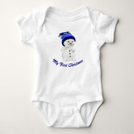 Body Para Bebé Hombre de Nieve Con Gorra Azul