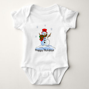 Body Para Bebé Hombre de nieve personalizado sobre nieve y copos 
