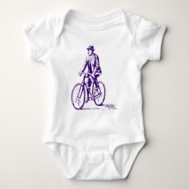 Body Para Bebé Hombre en bicicleta - Deep Purple (Anverso)