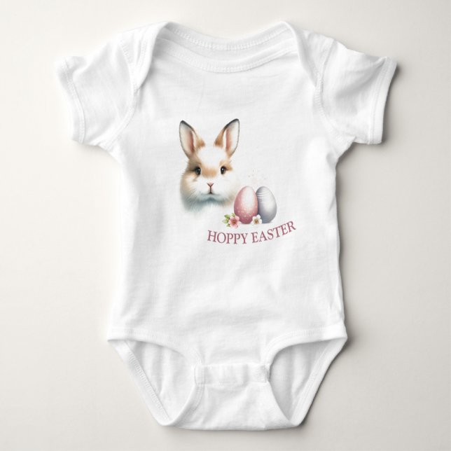 Body Para Bebé Hoppy Easter Baby Bodysuit - Bunny Face & Eggs (Anverso)