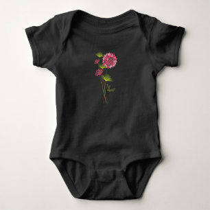 Body Para Bebé Hortensia Rosa Mono pieza en Negro