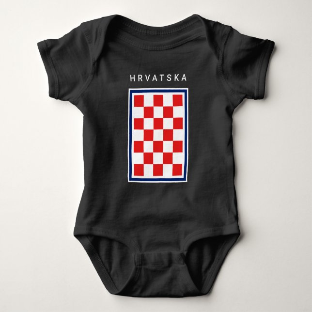Body Para Bebé Hrvatska Checker Blue Border (Anverso)