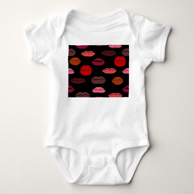Body Para Bebé Huella de labios, besos rosados rojos. (Anverso)