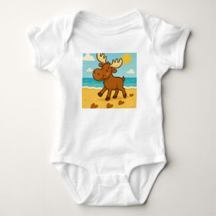Body Para Bebé Huellas de alce en la arena–Camiseta de playa con 