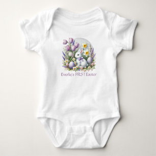 Body Para Bebé Huevos de conejo de Pascua Tulips Daffodils