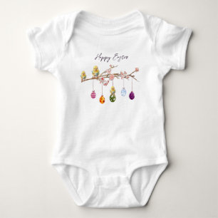 Body Para Bebé Huevos de Pascua en rama de flores Feliz Pascua