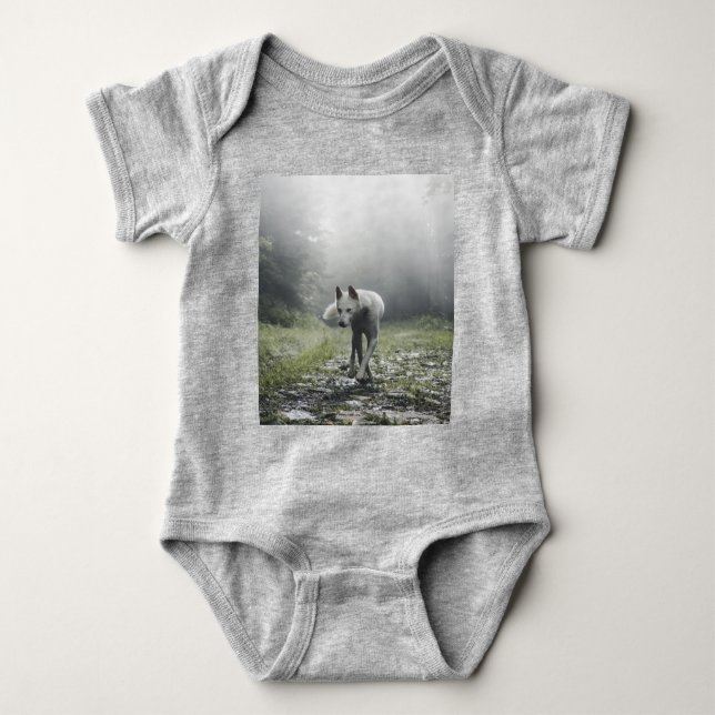 Body Para Bebé Husky Siberiano Blanco (Anverso)