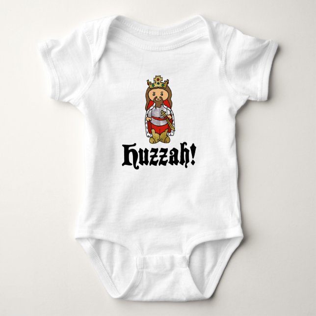 Body Para Bebé ¡HUZZAH! Camiseta del mono del bebé de rey Arturo (Anverso)