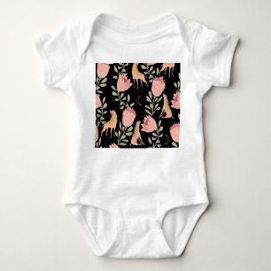 Body Para Bebé Hyena y Protea: Patrón de cosecha oscura