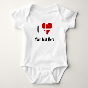 Body Para Bebé I (Funky Heart Shaped Danish Flag) Your Text