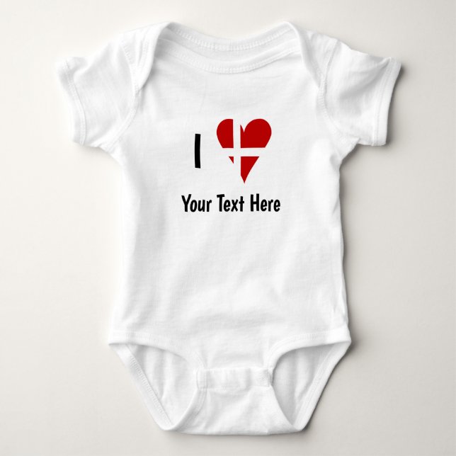 Body Para Bebé I (Funky Heart Shaped Danish Flag) Your Text (Anverso)