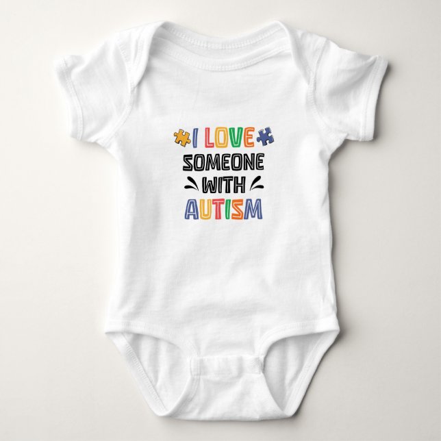 Body Para Bebé I Love Someone With Autism (Anverso)