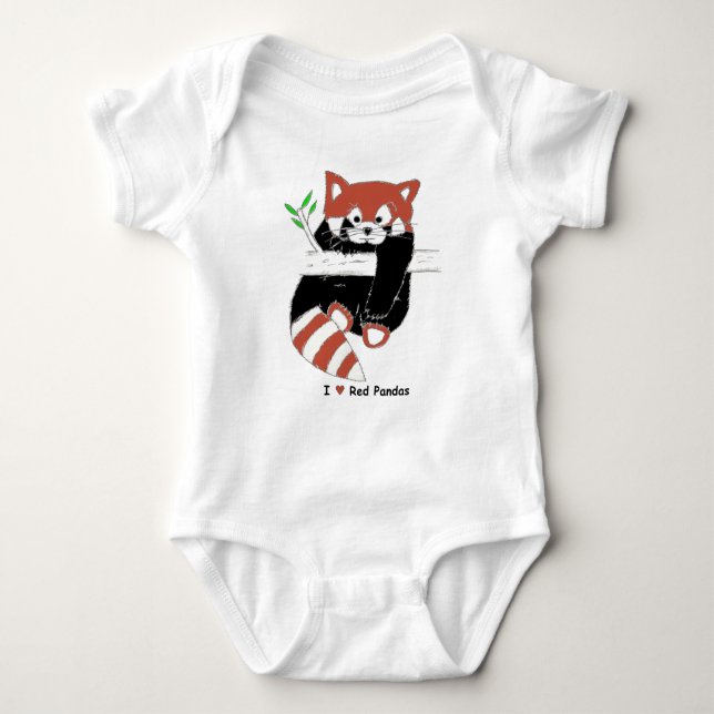 Body Para Bebé I pandas rojas del corazón (Anverso)