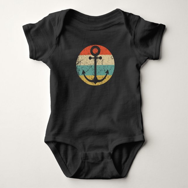 Body Para Bebé Icono de anclaje de barco Nautico Retro (Anverso)