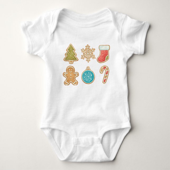Body Para Bebé Iconos caprichosos de galletas de Navidad (Anverso)