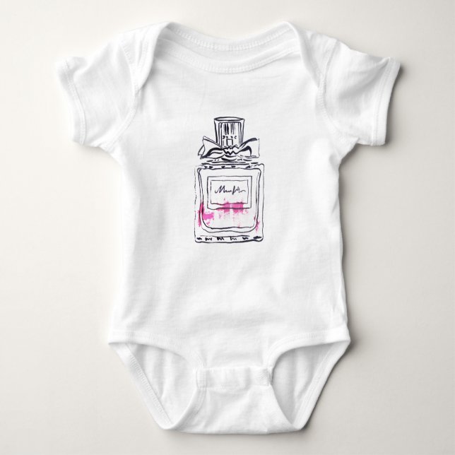 Body Para Bebé Ilustracion acuarela de moda de botella Perfume (Anverso)