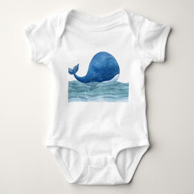 Body Para Bebé Ilustracion acuático Cute Blue Whale (Anverso)