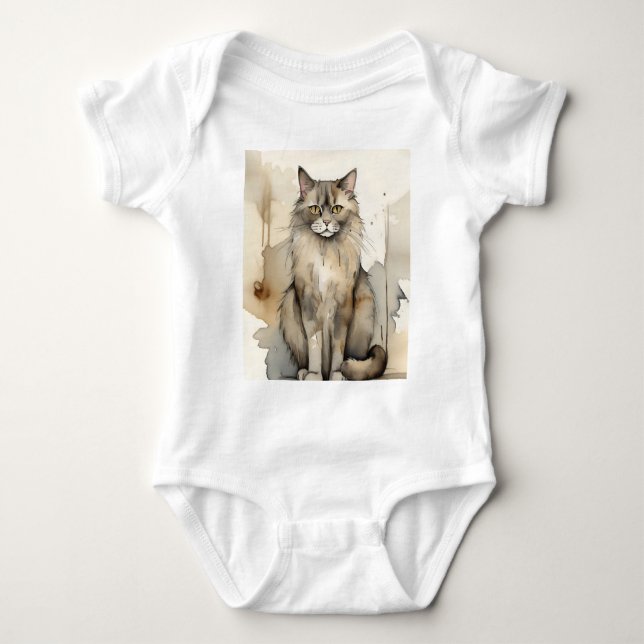 Body Para Bebé Ilustracion acuático Maine Coon (Anverso)