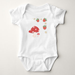 Body Para Bebé Ilustración adorable de fresa y hongo