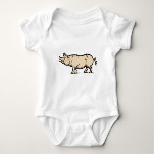 Body Para Bebé Ilustración antigua de cerdo adorable vintage