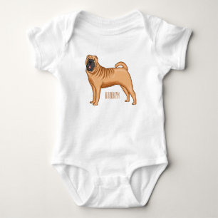 Body Para Bebé Ilustracion chino de personalizado de perro Shar-P