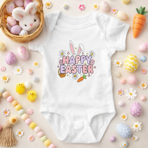 Body Para Bebé Ilustración Colorida de Feliz Pascua con Orejas de