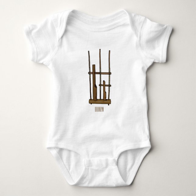Body Para Bebé Ilustracion de Angklung personalizado (Anverso)