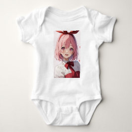 Body Para Bebé Ilustración de chica anime linda con cabello rosa