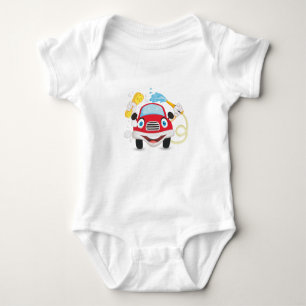 Body Para Bebé Ilustración de Coche Rojo Adorable - Vehículo de B