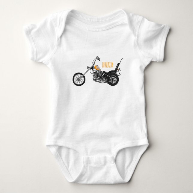Body Para Bebé Ilustración de dibujos animados de motocicleta Cho (Anverso)