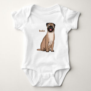 Body Para Bebé Ilustración de dibujos animados de perro pug feliz