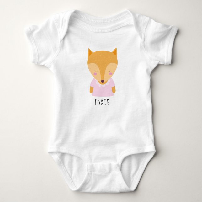 Body Para Bebé Ilustracion de Fox Cute - Nombre de Personalizable (Anverso)