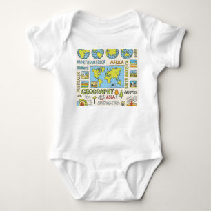 Body Para Bebé Ilustracion de geografía de época dibujado a mano