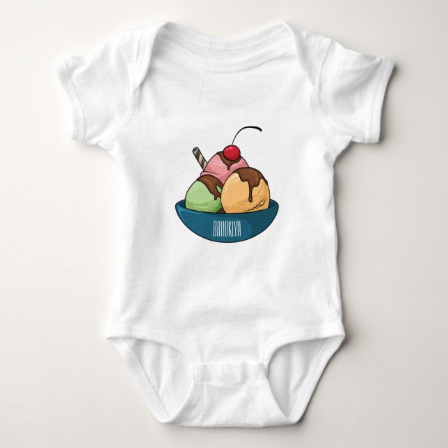 Body Para Bebé Ilustracion de helado personalizado (Anverso)