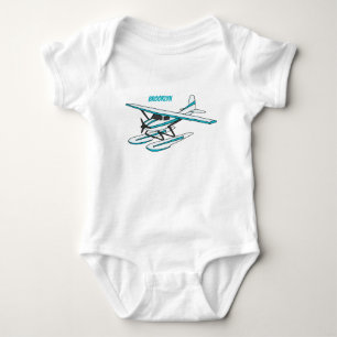Body Para Bebé Ilustracion de hidroavión azul blanco