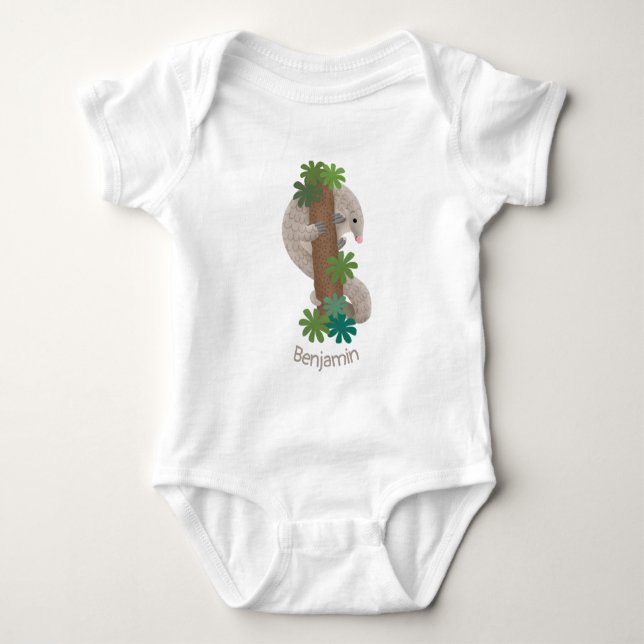 Body Para Bebé Ilustracion de hormigón de pangolin feliz (Anverso)