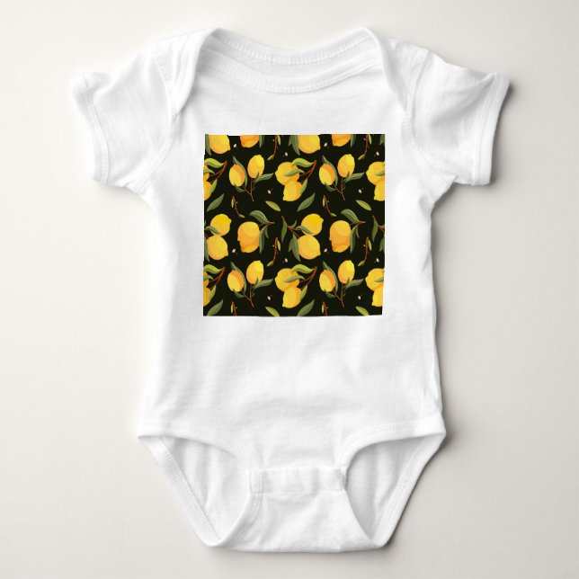 Body Para Bebé Ilustracion de limón: Patrón sin soldadura pintado (Anverso)