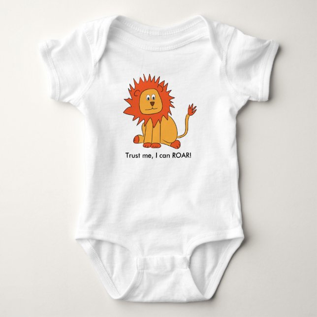 Body Para Bebé Ilustracion de Naranja de Cute Lion Can ROAR (Anverso)