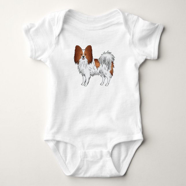 Body Para Bebé Ilustración de perro de dibujos animados Papillon  (Anverso)
