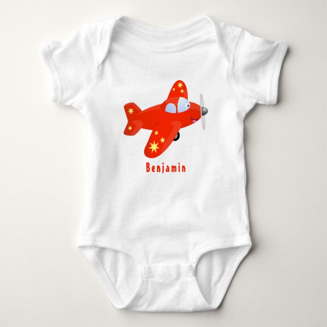 Body Para Bebé Ilustracion de personalizado de avión rojo con vue (Anverso)