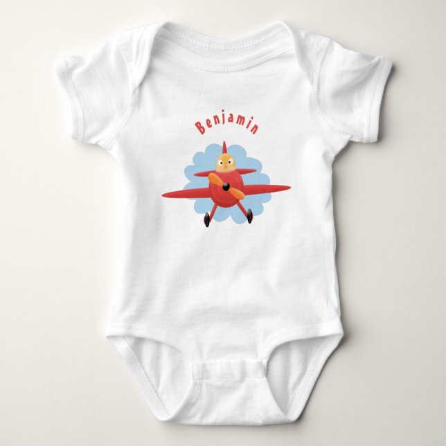 Body Para Bebé Ilustracion de personalizado de avión rojo que vue (Anverso)