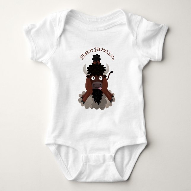 Body Para Bebé Ilustracion de personalizado de bisontes búfalos d (Anverso)