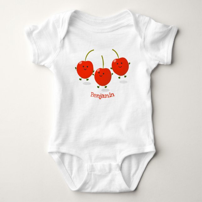 Body Para Bebé Ilustracion de personalizado de cerezas rojas de s (Anverso)