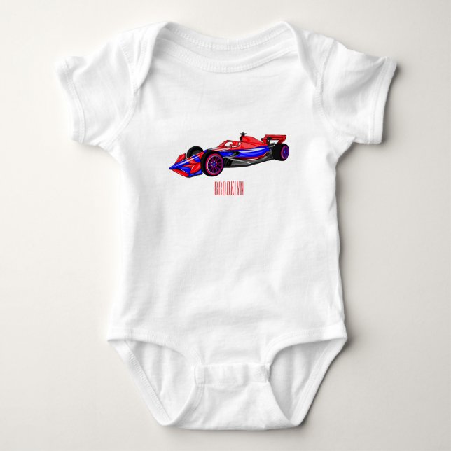 Body Para Bebé Ilustracion de personalizado de coches de carreras (Anverso)