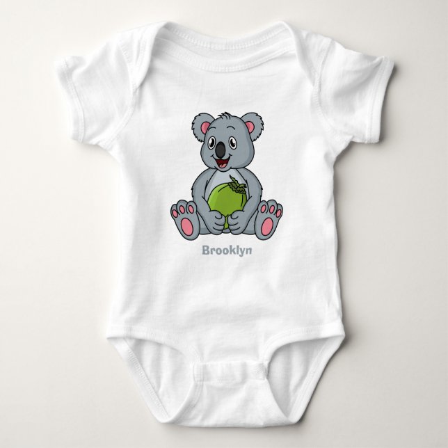 Body Para Bebé Ilustracion de personalizado de coco y koala cuta (Anverso)