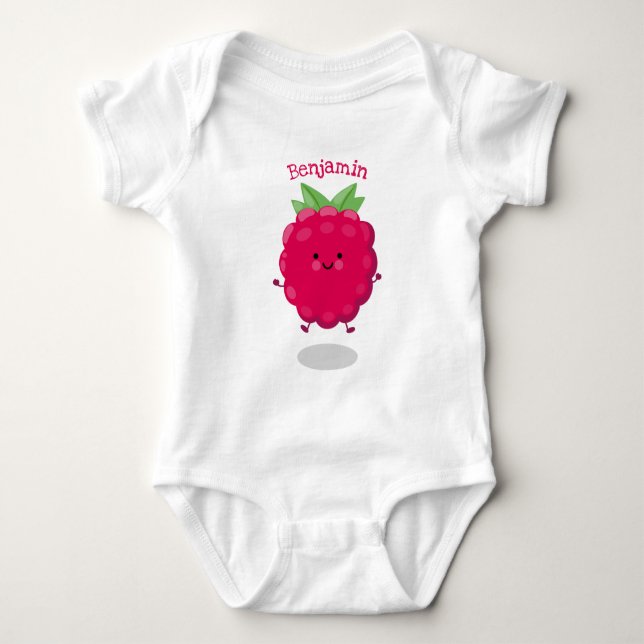 Body Para Bebé Ilustracion de personalizado de frambuesa alegre (Anverso)