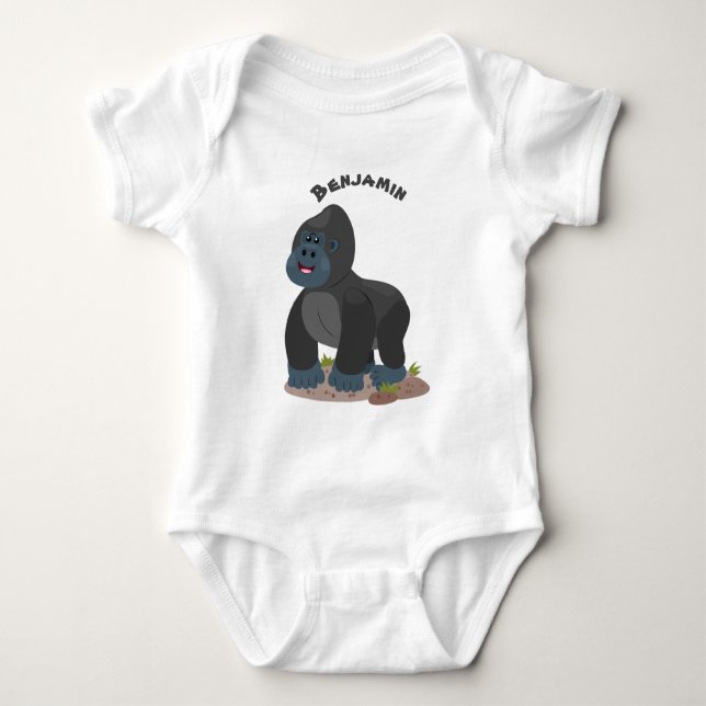 Body Para Bebé Ilustracion de personalizado de gorila grande y fe (Anverso)