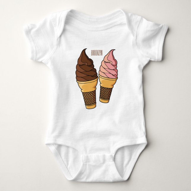 Body Para Bebé Ilustracion de personalizado de helado de cono (Anverso)